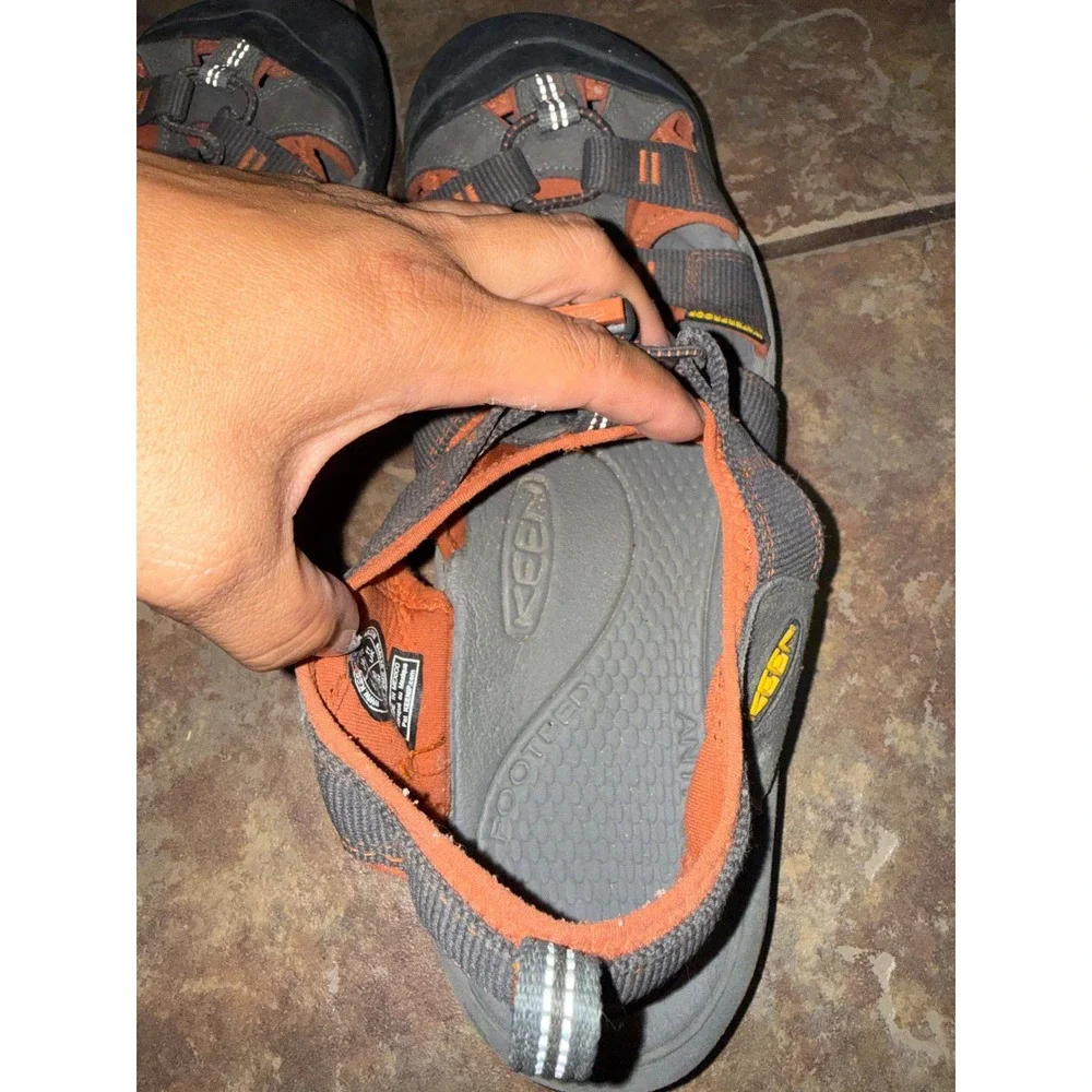 Keen Newport H2 Waterproof Sandals Mens 12 Grey Orange Hiking Shoes 1001921